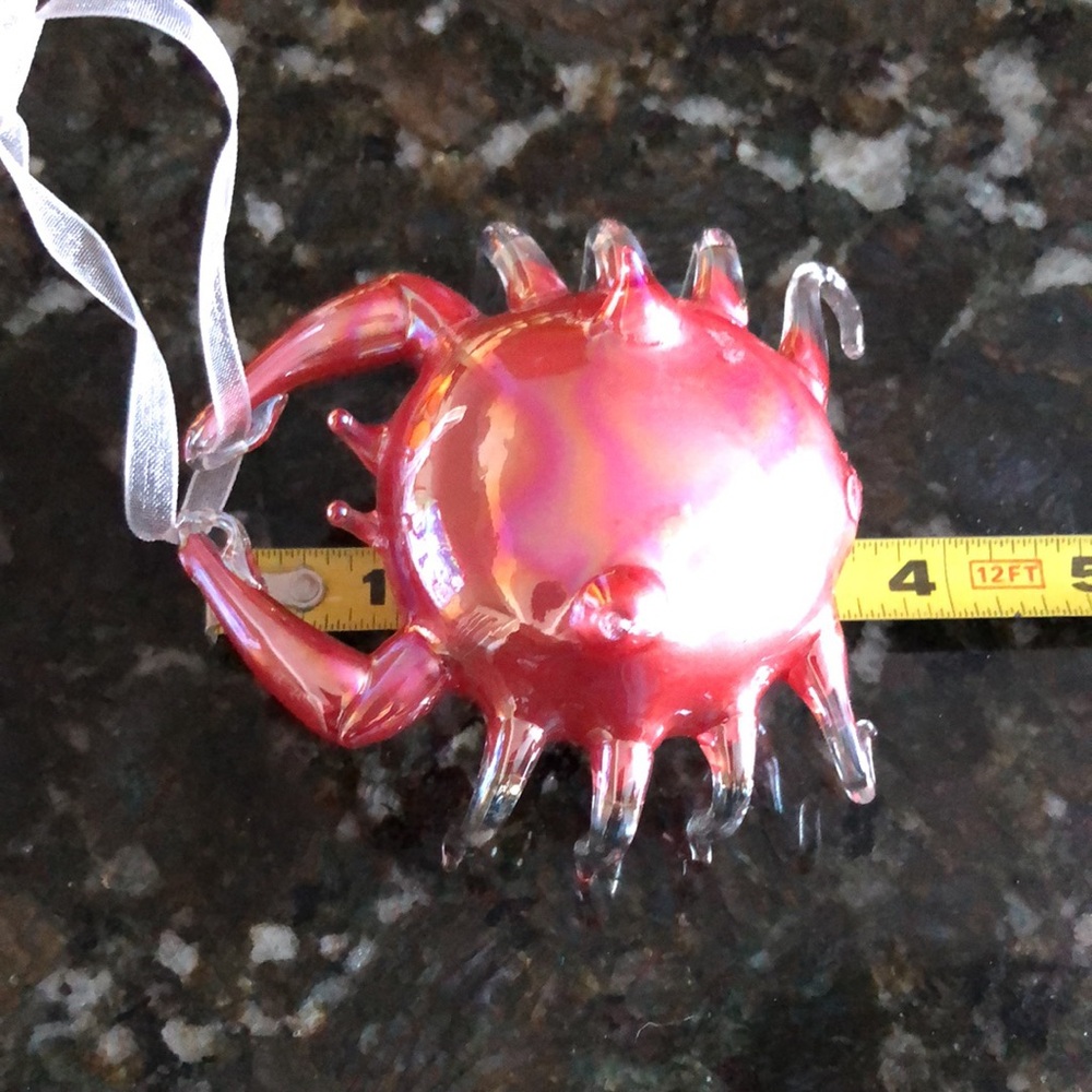 Blown Glass Crab Ornament Pink Handmade Mermaid Ocean Sea - Picture 4 of 4